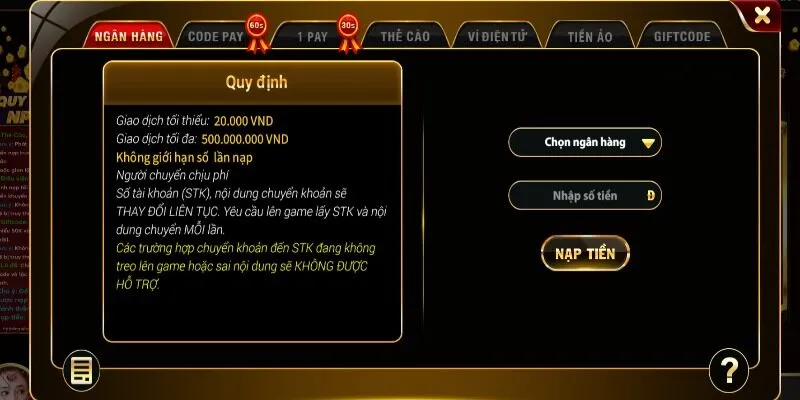 Ưu điểm ấn tượng của hoạt động nạp tiền Bay789